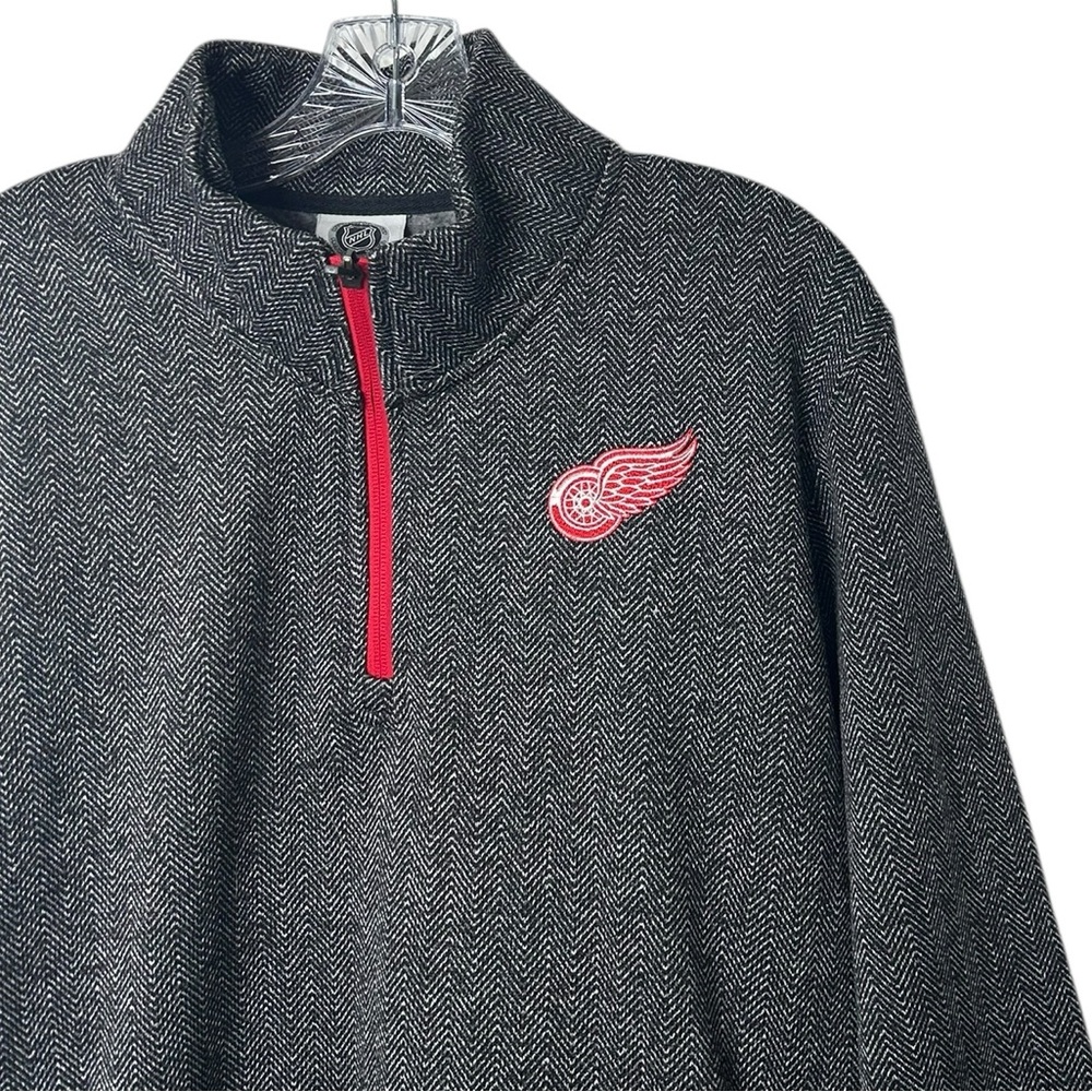 NHL Detroit Red Wings Women’s 1/4 Zip‎ Herringbone Sweater Pullover Size L 12-14